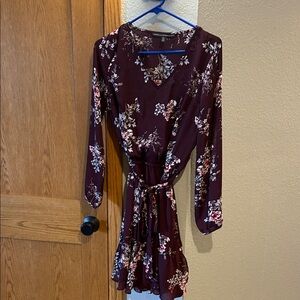 White House Black Market Floral Burgundy Dress